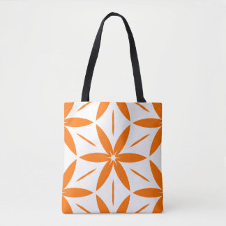 Midden-euwse moderne oranje geometrische bloem tote bag