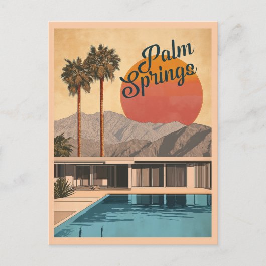 Midden-euwse moderne paradijs: Palm Springs Briefkaart (Voorkant)