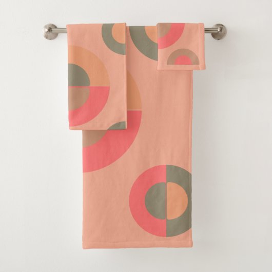 Midden-euwse moderne perzik en olijf bad handdoek (Insitu)