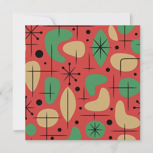 Midden-euwse moderne retro kerst-steruitbarstingen kaart (Voorkant)