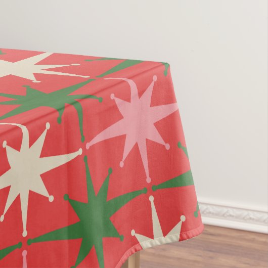 Midden-euwse moderne retro kerst-steruitbarstingen tafelkleed (Voorbeeld)
