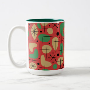 Midden-euwse moderne retro kerst-steruitbarstingen tweekleurige koffiemok