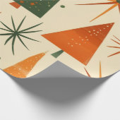 Midden-euwse moderne retro kerstbomen cadeaupapier (Hoek)