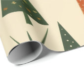 Midden-euwse moderne retro kerstbomen cadeaupapier (Rol Hoek)