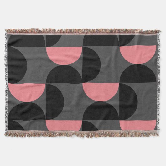 Midden-euwse moderne roze zwart en grijs deken (Voorkant)