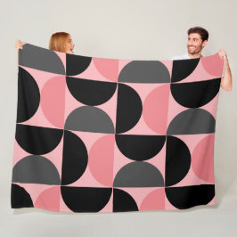 Midden-euwse moderne roze zwart en grijs fleece deken