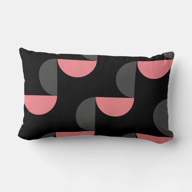 Midden-euwse moderne roze zwart en grijs kussen (Achterkant)