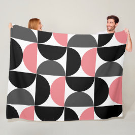 Midden-euwse moderne roze zwart en wit fleece deken