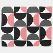 Midden-euwse moderne roze zwart en wit fleece deken (Voorkant (Horizontaal))