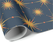 Midden-euwse moderne stervormig atoompatroon cadeaupapier (Rol Hoek)