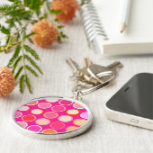 Midden-euwse moderne stippen - diep roze & multi sleutelhanger (Zijkant)