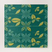 Midden-euwse moderne teal botanische geometrische  legpuzzel (Horizontaal)