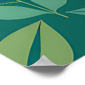 Midden-euwse moderne teal botanische geometrische poster (Hoek)