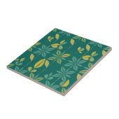 Midden-euwse moderne teal botanische geometrische tegeltje (Zijkant)