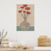 Midden-euwse moderne terracotta bloemenvaseprint poster (Keuken)