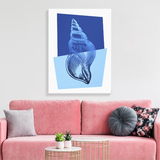 Midden-euwse moderne tulband schelpprint oceaanbla canvas afdruk (Insitu (Woonkamer))