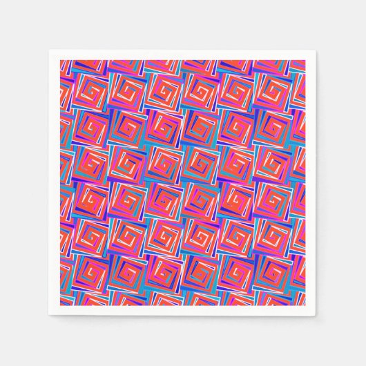 Midden-euwse moderne vierkante spiralen - rood mul servetten (Voorkant)