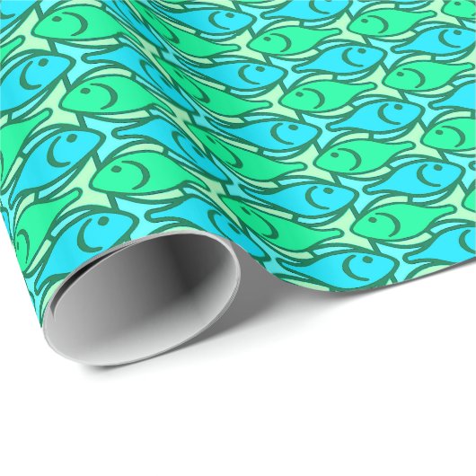 Midden-euwse moderne vis, jade groen cadeaupapier (Rol Hoek)