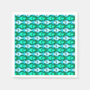 Midden-euwse moderne vis, jade groen en aqua servet