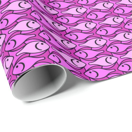 Midden-euwse moderne vis, orchidee en fuchsia cadeaupapier (Rol Hoek)