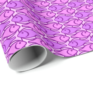 Midden-euwse moderne vis, orchidee en viooltje cadeaupapier
