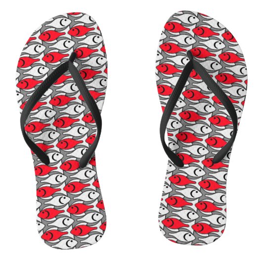 Midden-euwse moderne vis, rood en grijs teenslippers (Voetbed)