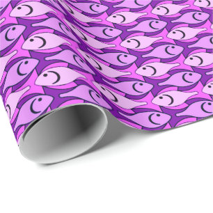 Midden-euwse moderne vis, roze en violet cadeaupapier