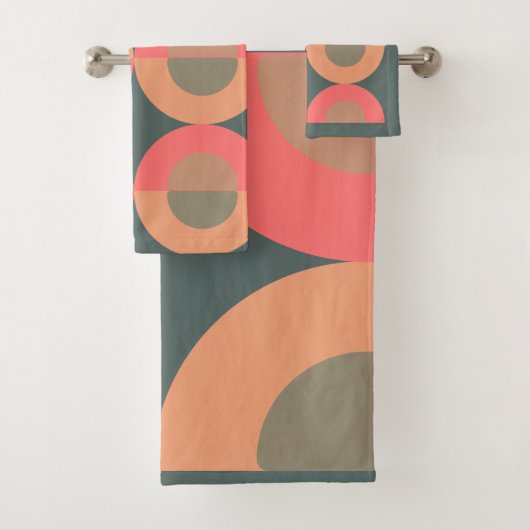 Midden-euwse moderne zalm en olijf bad handdoek (Insitu)