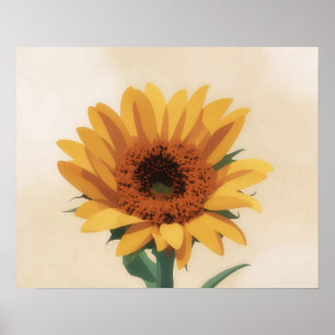 Midden-euwse moderne zonnebloem bloem kunst poster