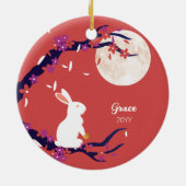 Midden herfst Festival Full Moon Rabbit Keramisch Ornament (Achterkant)