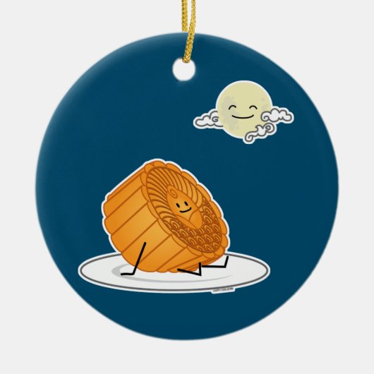 Midden-herfst festival Moon cake lunar mooncakes v Keramisch Ornament (Voorkant)