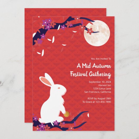 Midden herfst Rode Uitnodiging (Voorkant / Achterkant)