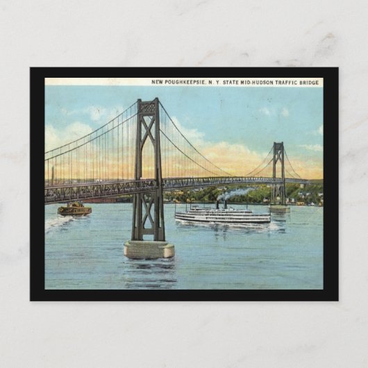Midden-Hudson Bridge, Poughkeepsie 1930  Briefkaart (Voorkant)