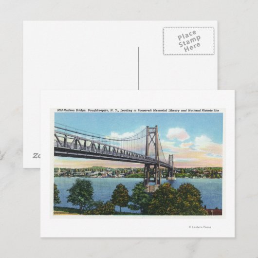 Midden-Hudson-brug naar Roosevelt Nat'l Historic Briefkaart (Voorkant / Achterkant)