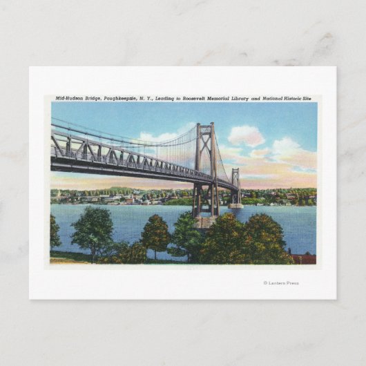 Midden-Hudson-brug naar Roosevelt Nat'l Historic Briefkaart (Voorkant)