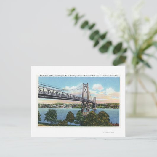 Midden-Hudson-brug naar Roosevelt Nat'l Historic Briefkaart (Staand voorkant)