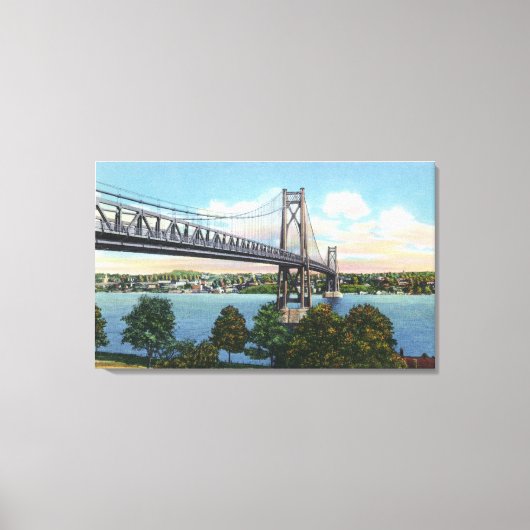 Midden-Hudson-brug naar Roosevelt Nat'l Historic Canvas Afdruk (Voorkant)