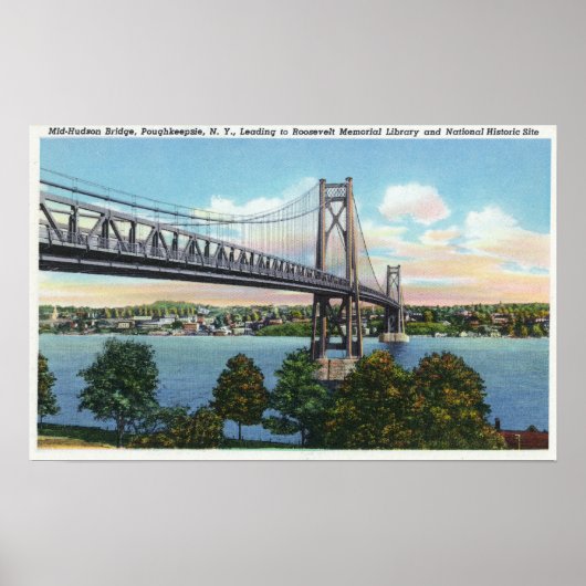 Midden-Hudson-brug naar Roosevelt Nat'l Historic Poster (Voorkant)