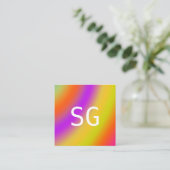 Midden Initialen - Vierkant - Zachte kleuren Vierkante Visitekaartje (Staand voorkant)