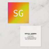 Midden Initialen - Vierkant - Zachte kleuren Vierkante Visitekaartje (Voorkant / Achterkant)