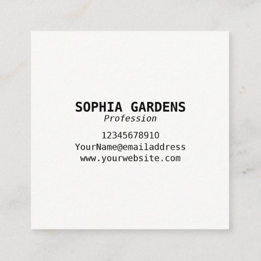 Midden Initialen - Vierkant - Zachte kleuren Vierkante Visitekaartje (Achterkant)