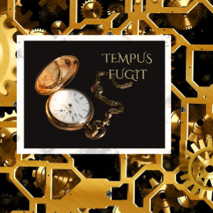 Midden jaren 1800 Antiek gouden horloge Tempus Fug Briefkaart