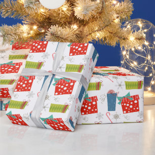 Midden jaren 50 Kerstcadeau & Suikerstok Cadeaupapier