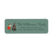 Midden-Jaren 50 Modern Kerst Retouradreslabel Etiket (Voorkant)