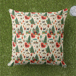 Midden jaren 50 modern Kerstmis katten Retro atoom Buitenkussen