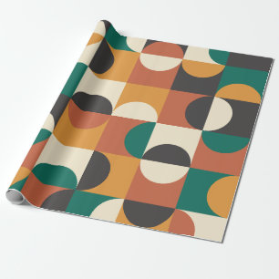Midden jaren vijftig moderne halve cirkels groen e cadeaupapier