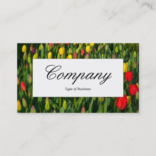 Midden-label - kleurrijke Tulpen Visitekaartje (Voorkant)