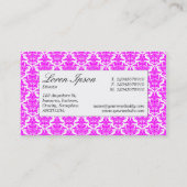 Midden-label - Magenta Damask Visitekaartje (Achterkant)