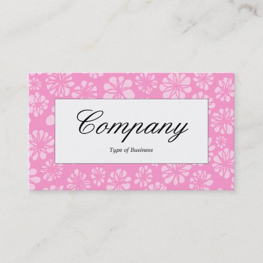 Midden-label - Roze Floral Visitekaartje (Voorkant)