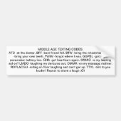 MIDDEN-LEEFTIJDSCODES BUMPERSTICKER (Voorkant)